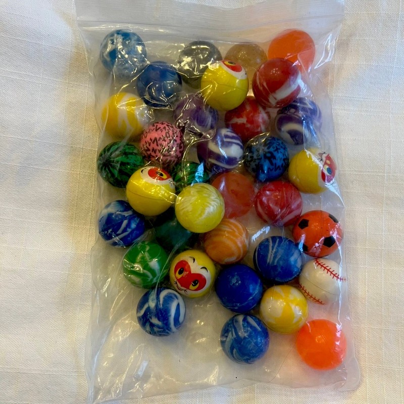 34 PCS Assorted Pattern High Bouncy Balls 1.1 in. Party Favor Birthday Toys 28mm gallery