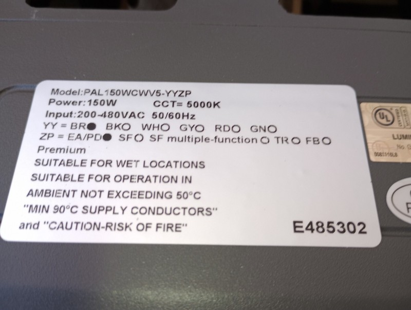 Ecopower LED 150Watts 5000k 200-480Vac Outdoor Security Light PAL150WCWV5-FA gallery