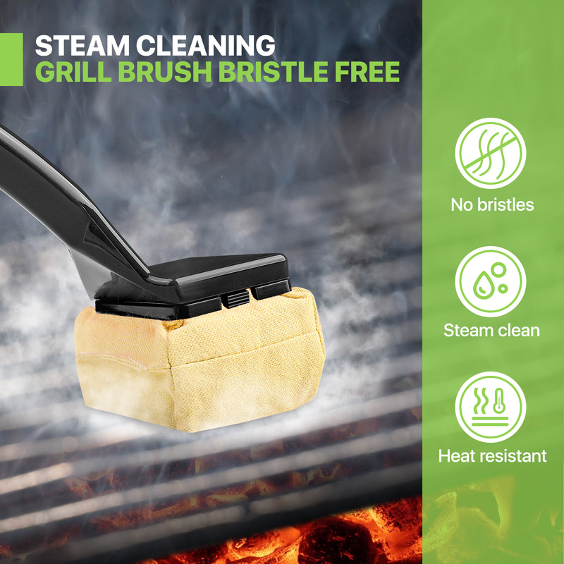 Barbecue Cleaning Brush Kitchen Outdoor Grill Cleaner w/Replaceable Head Black gallery