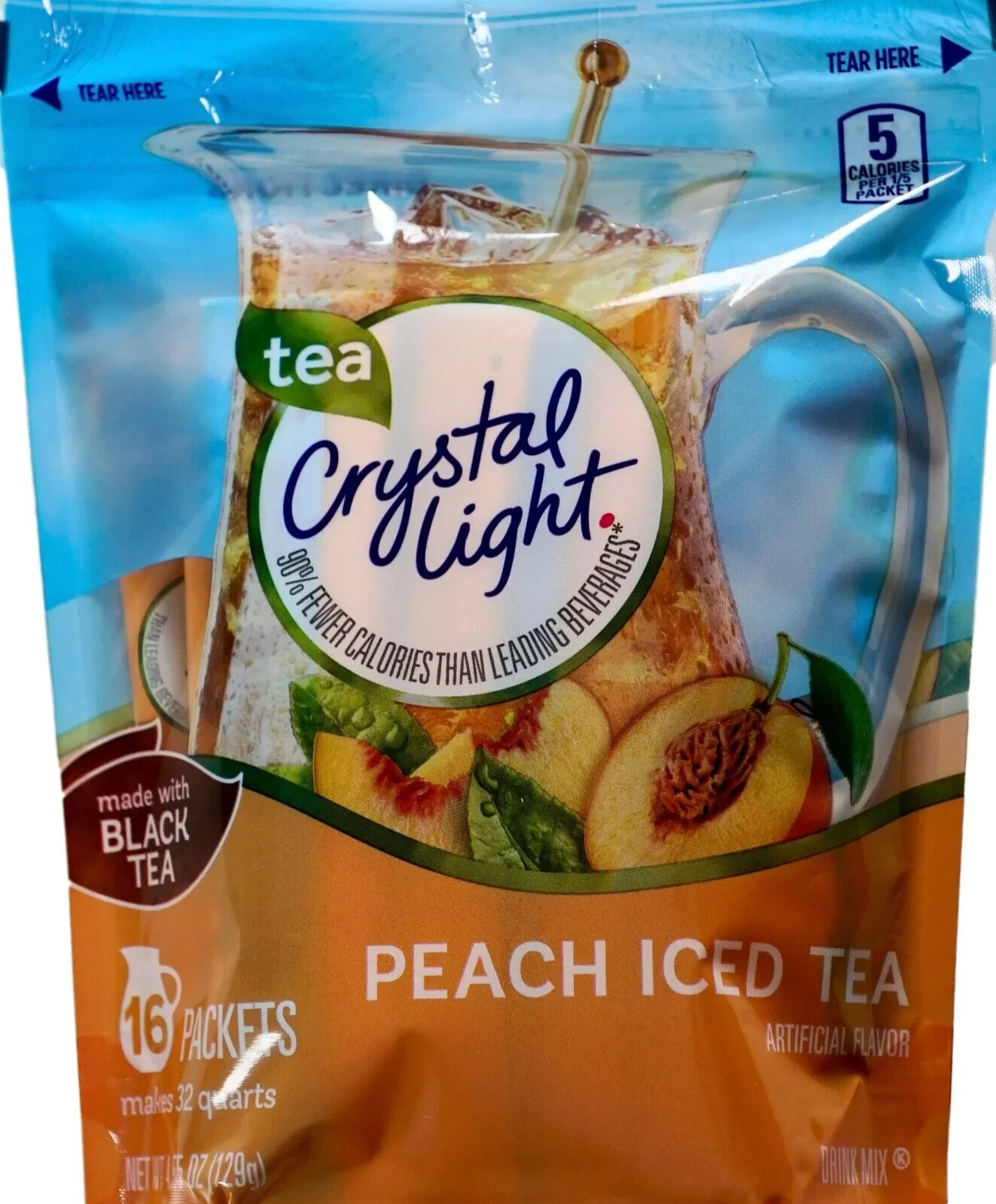 Crystal Light Peach Iced Tea Drink Mix USA, 16 Pitcher Packets gallery