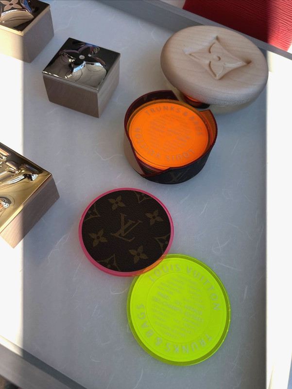 Louis Vuitton Coaster Gift Set 6p Fluorescent Neon Coasters Leather Monogram LTD gallery