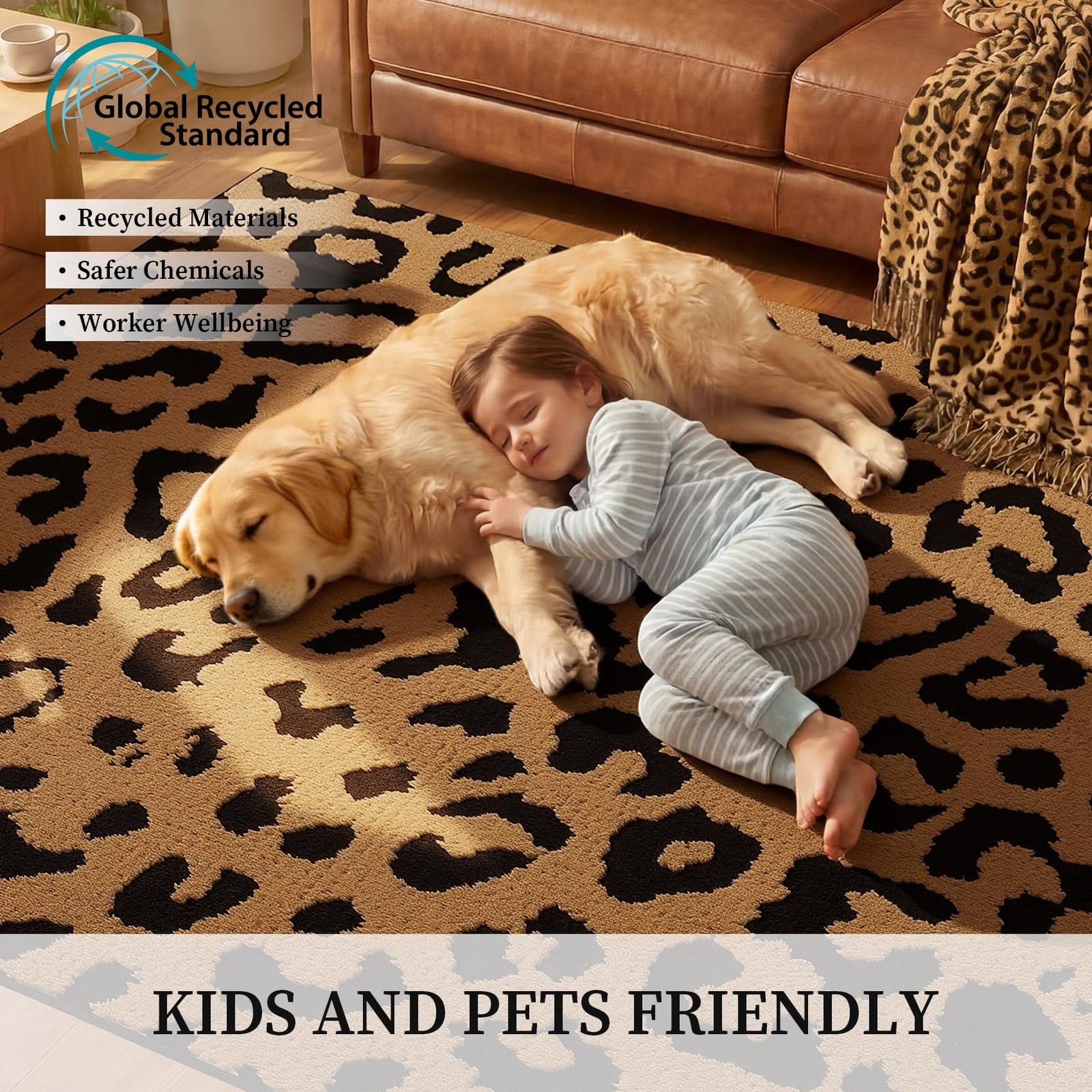 Area Rug 6 x 9 Leopard Washable High Low Pile Plush Non Slip YIHOUSE Rugs Soft gallery
