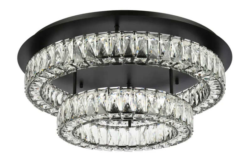 Chandelier Crystal Flush Mount LED Light Fixture Black Hallway Foyer Dining Room gallery