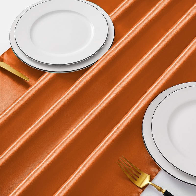 12 Pcs Burnt Orange Satin Table Runner 12x108 Inch Long Wedding Party Decor gallery