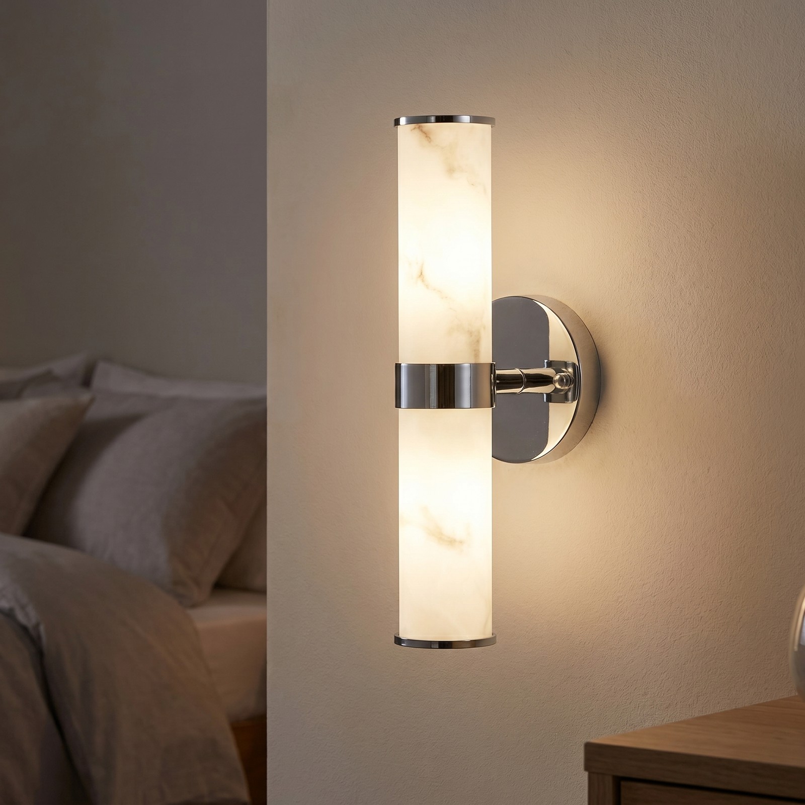 2 Pack 14 inch Listed Chrome Marble Indoor Sconce Modern Textured Wall Fixture gallery