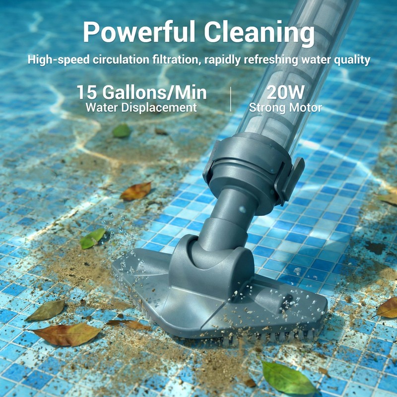 Rechargeable Cordless Pool Vacuum Handheld Underwater Cleaner with Pole Green gallery