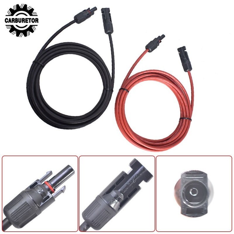 Black And Red Solar Panel Extension Cable Wire Connector 12AWG 1 Pair 10FT gallery