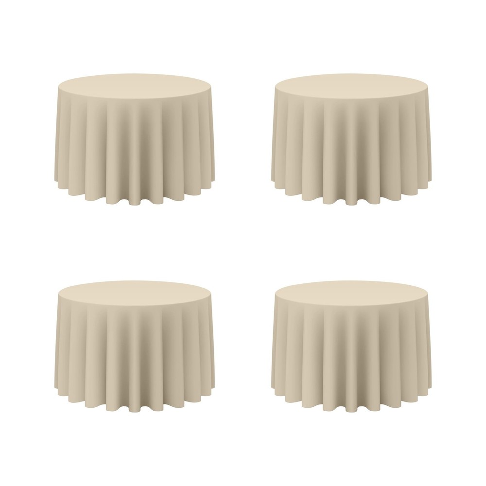 BRILLMAX 4 Pack Beige Round Tablecloths 108 Inch for 48” Tables - 150 GSM
