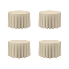 BRILLMAX 4 Pack Beige Round Tablecloths 108 Inch for 48” Tables – 150 GSM