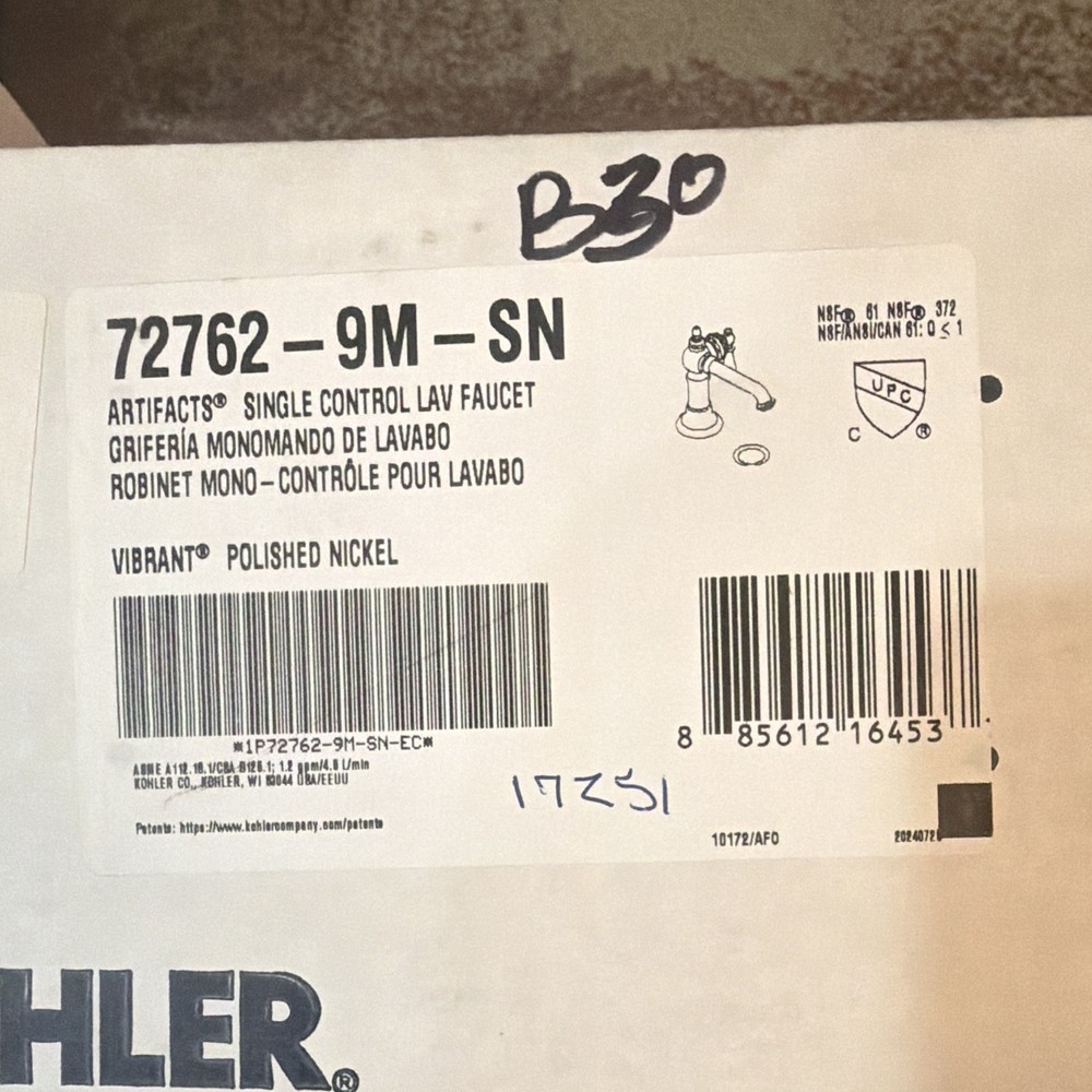 Kohler Artifacts Single Handle Bathroom Sink Faucet Vibrant Polished Nickel