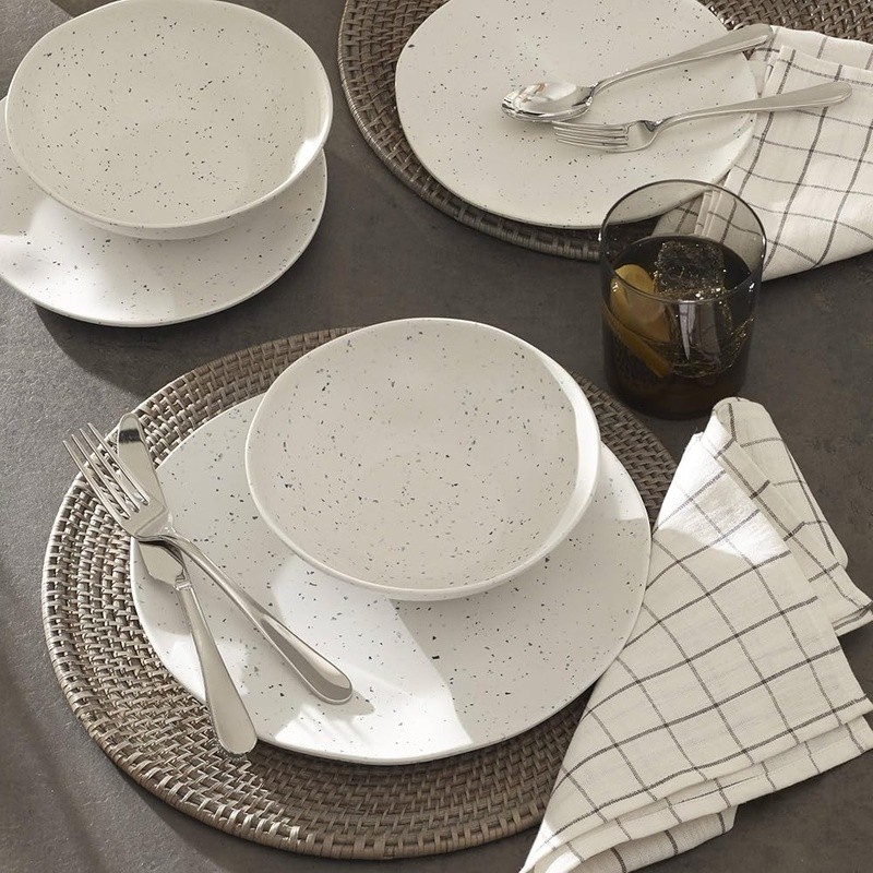Terrazzo Cream Melamine Dish Set Lightweight BPA-Free Dishwasher Safe Easy Clean gallery
