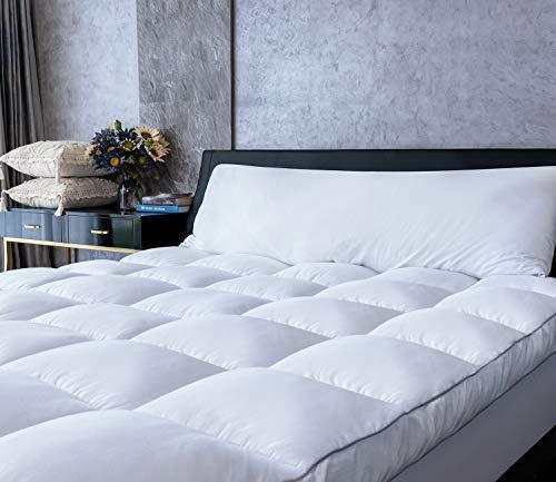 Mattress Topper Queen Cooling Plush Pillow Top Mattress Pad Feather Bed Topper, gallery