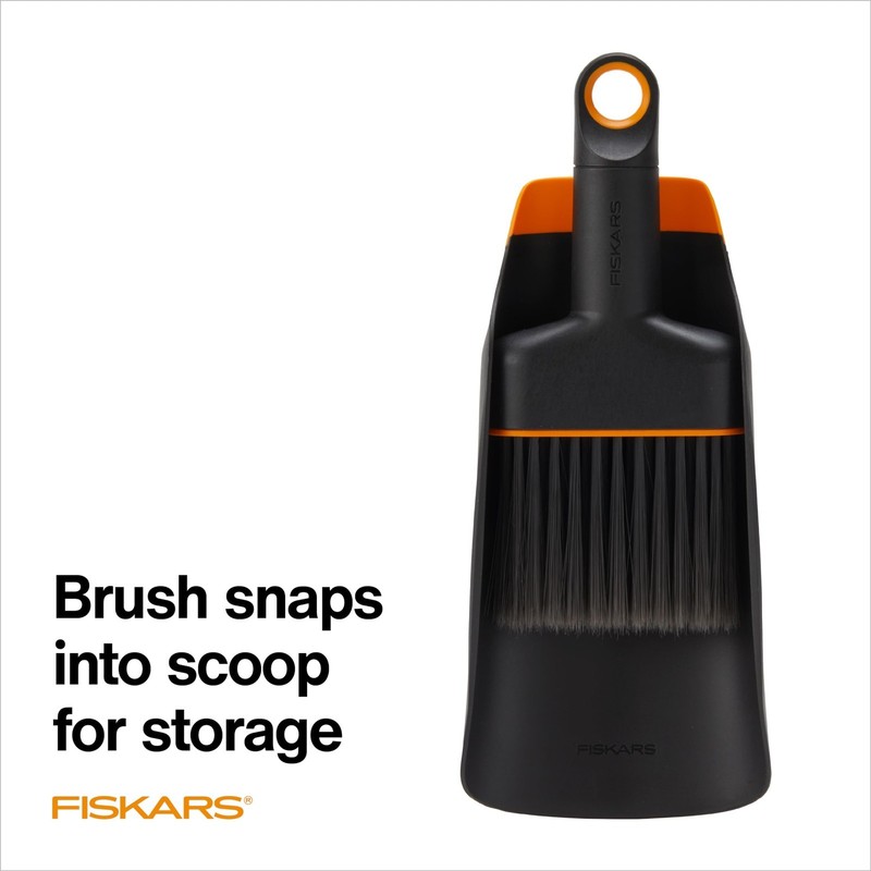 Fiskars Dual-Sided Soil Scoop & Brush Set for Indoor Gardening - Black/Orange gallery