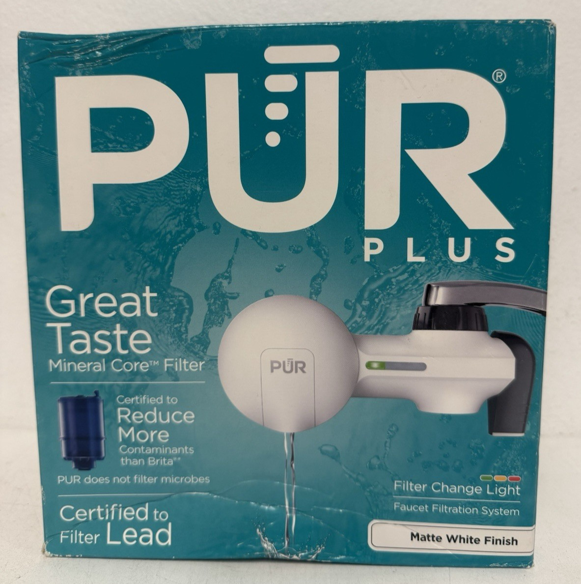 PUR Plus Horizontal Faucet Mount Water Filtration System in Matte White gallery