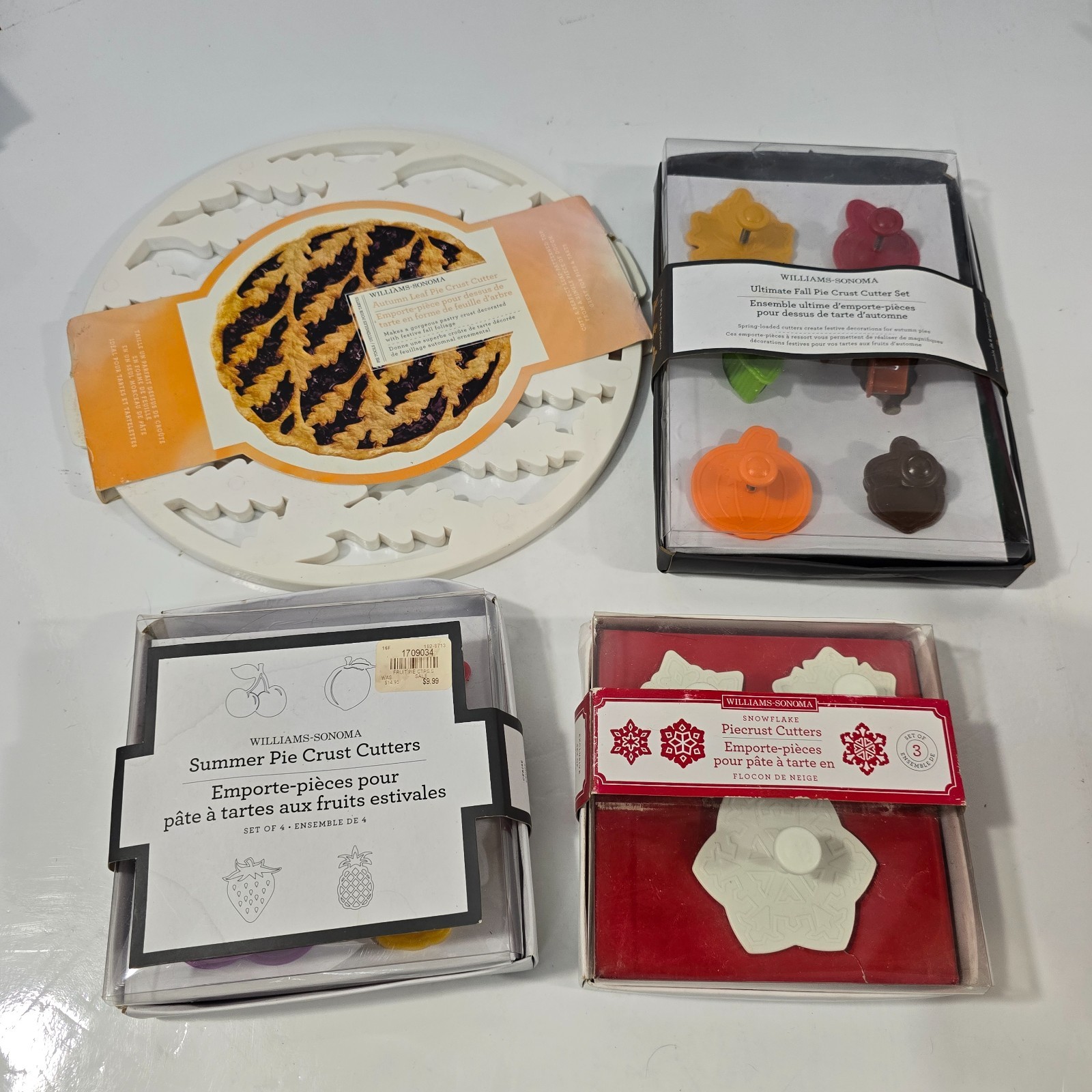 Williams Sonoma Pie Crust Cutter Bundle Lot of 4 Fall Summer Snowflake Autumn gallery