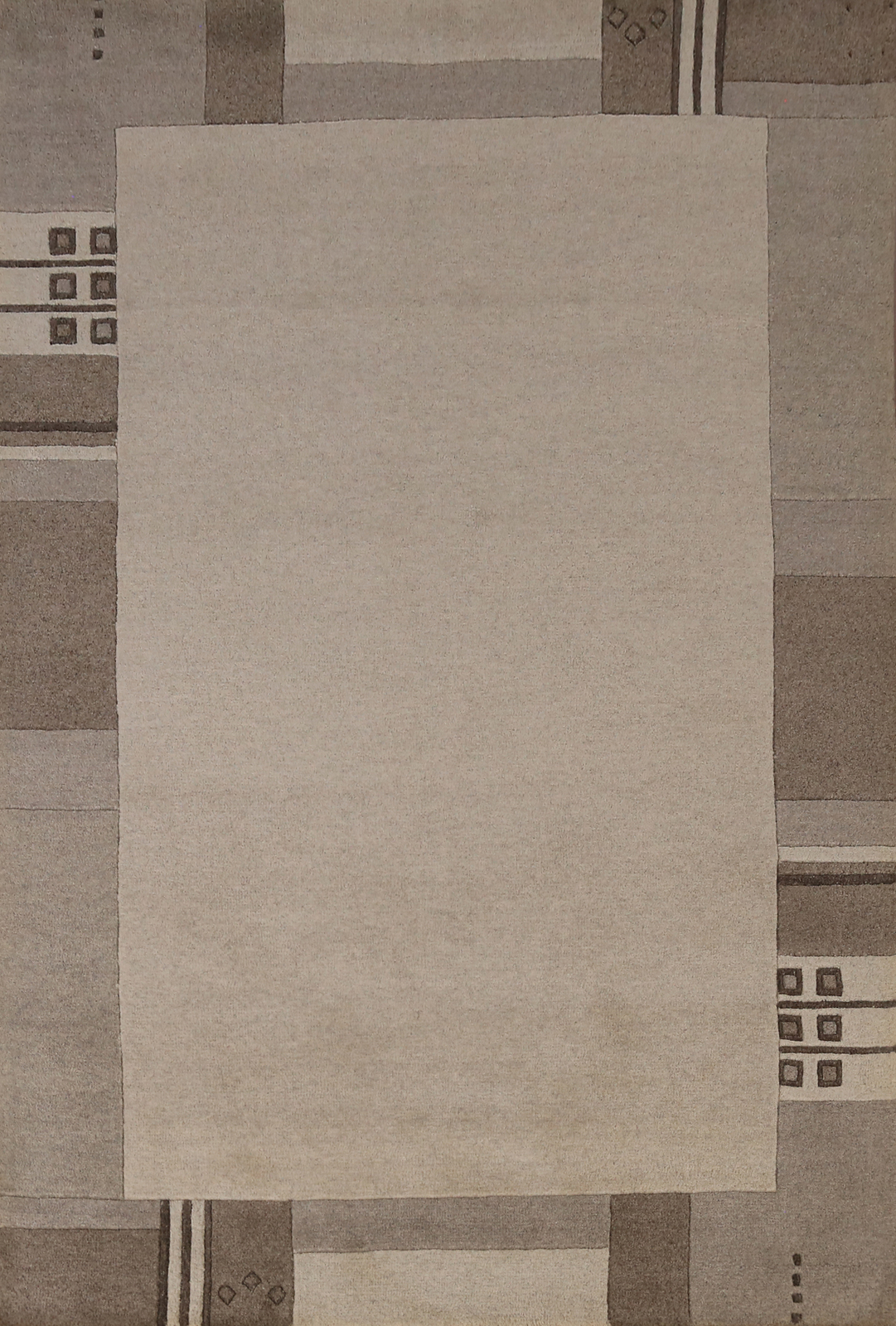 Bordered Artisan-crafted Beige Gabbeh Rug Wool Hand-tufted Carpet 5x8 ft gallery