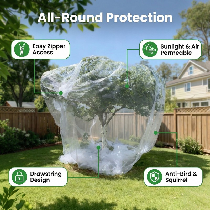16X16Ft Extra Large Fruit Tree Netting Cover with Zipper & Drawstring, Garden Me gallery