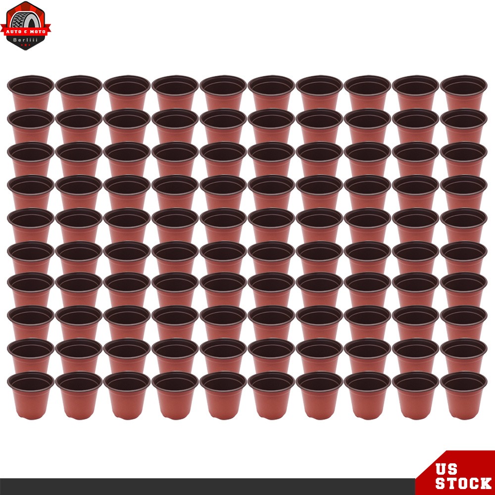 100 Pack High Quality Black Red Stackable Plastic Plant Flower Pot Nursery Pot gallery