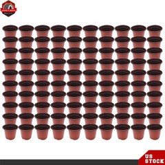 100 Pack High Quality Black Red Stackable Plastic Plant Flower Pot Nursery Pot