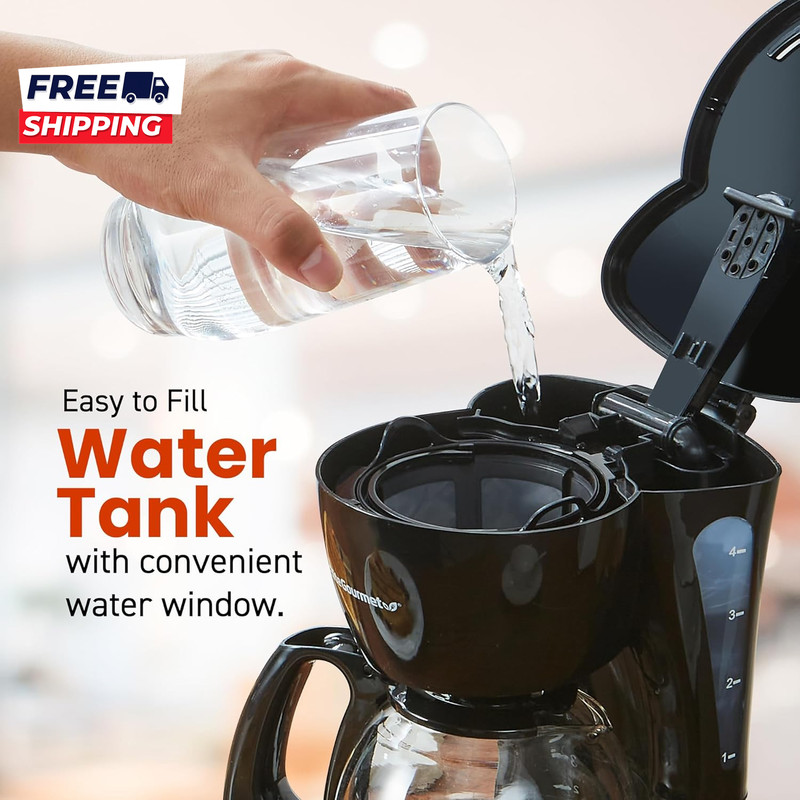 EHC4128 Automatic 4-Cup Brew & Drip Coffee Maker with Pause N Serve, Glass Caraf gallery