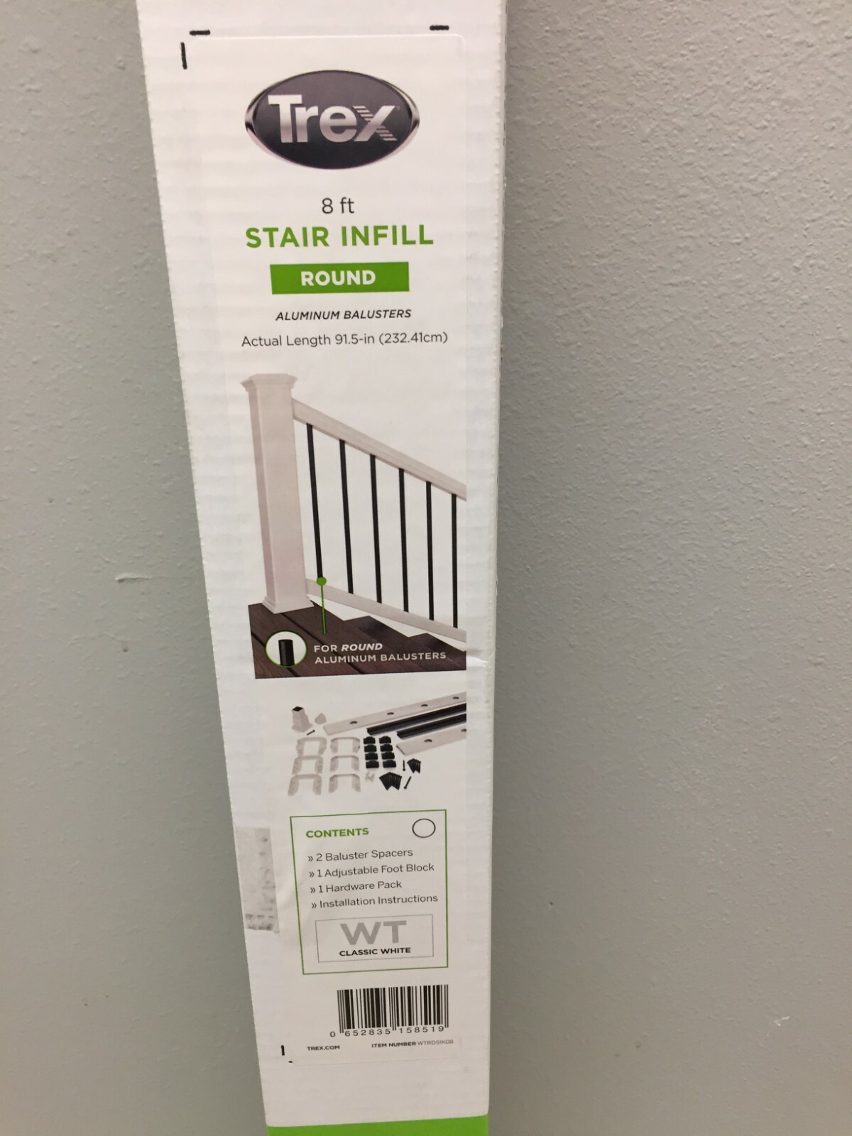 Trex 8 ft Stair Infill Kit Round White gallery