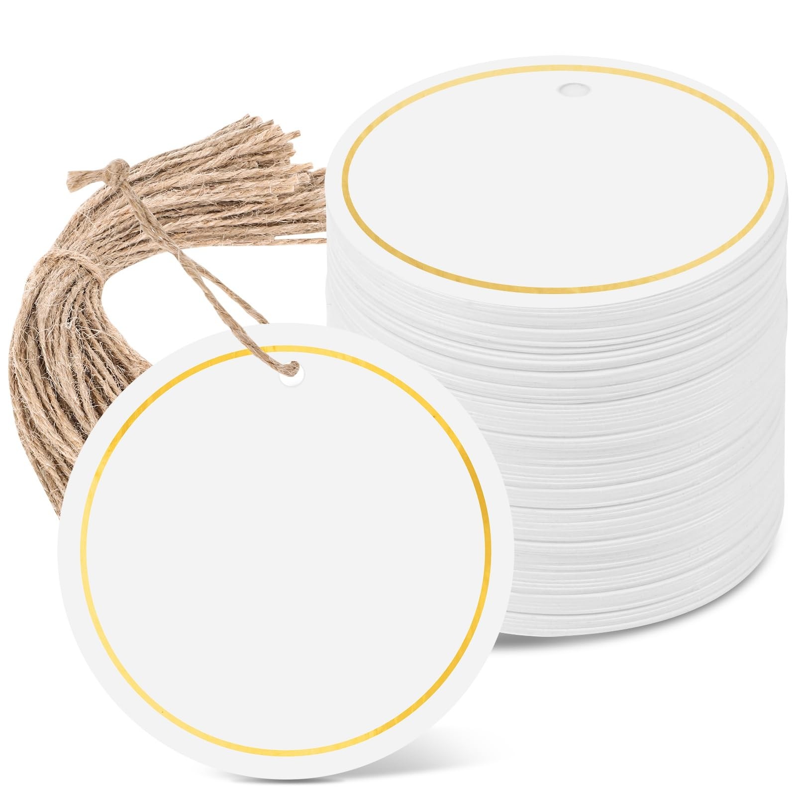 120 PCS White Gift Tags, 2'' Round Gift Tags with String Marking Hang Tag Wri... gallery
