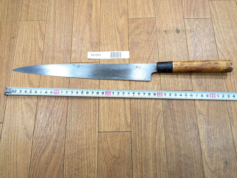 DAMAGED Japanese Chef's Kitchen Knife Yanagiba Vintage HAND MADE 282/440mm KH163 gallery
