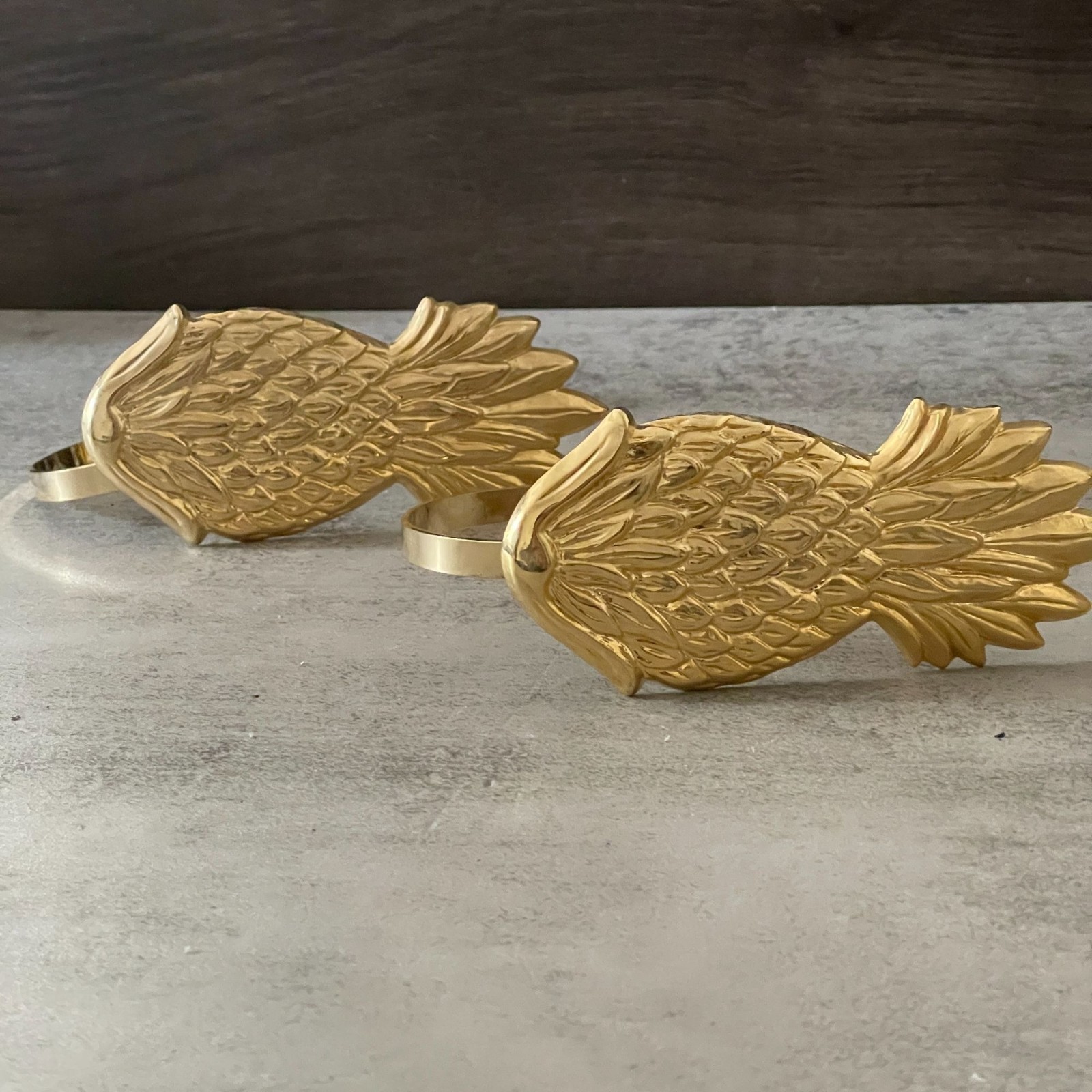 Vintage Two-Piece Set Solid Brass Embossed Pineapple Colonial Curtain Tiebacks gallery
