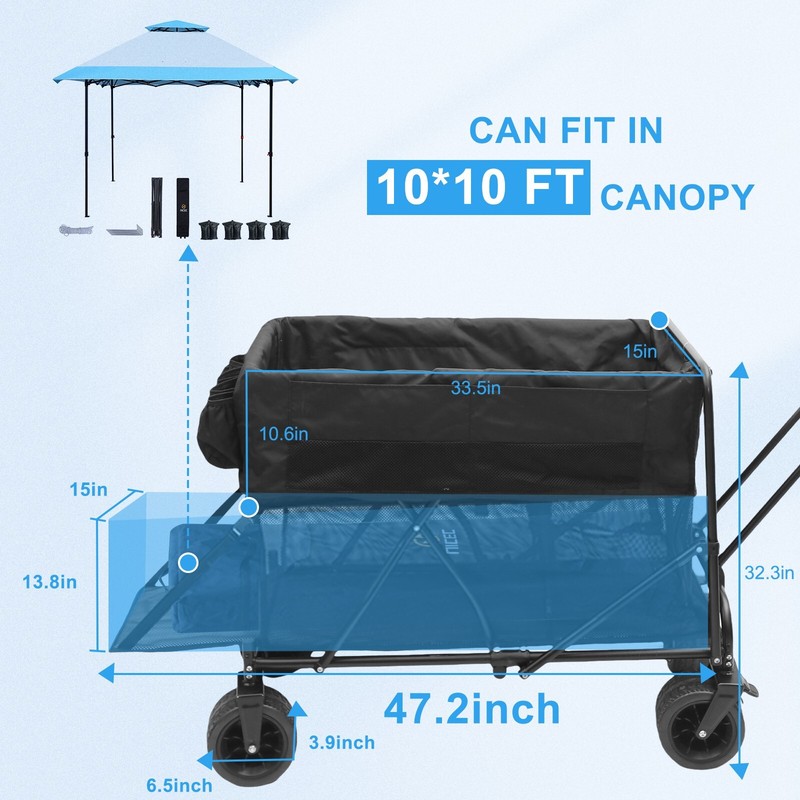 Heavy-Duty Foldable Wagon with Double Decker, All-Terrain Wheels, 450lb Capacity gallery