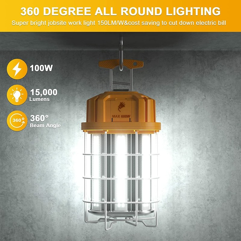100W LED Temporary Work Light 14500LM Linkable Construction Jobsite Light 5000K gallery