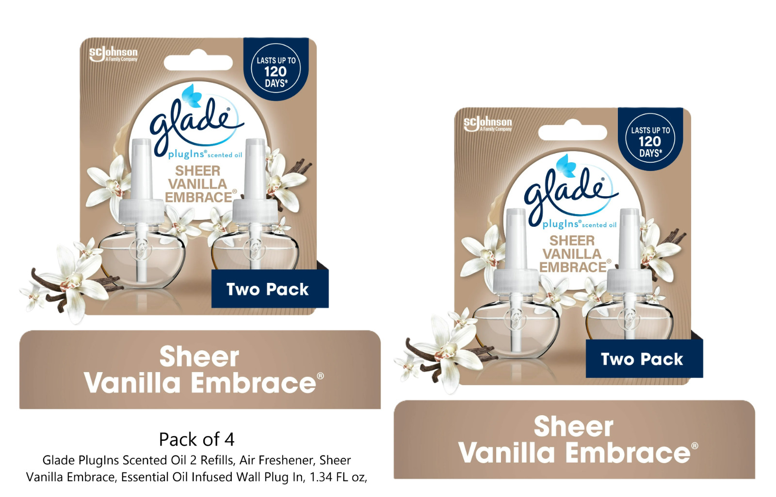 Glade PlugIns Scented Oil 4 Refills, Sheer Vanilla Embrace, 1.34 FL oz gallery