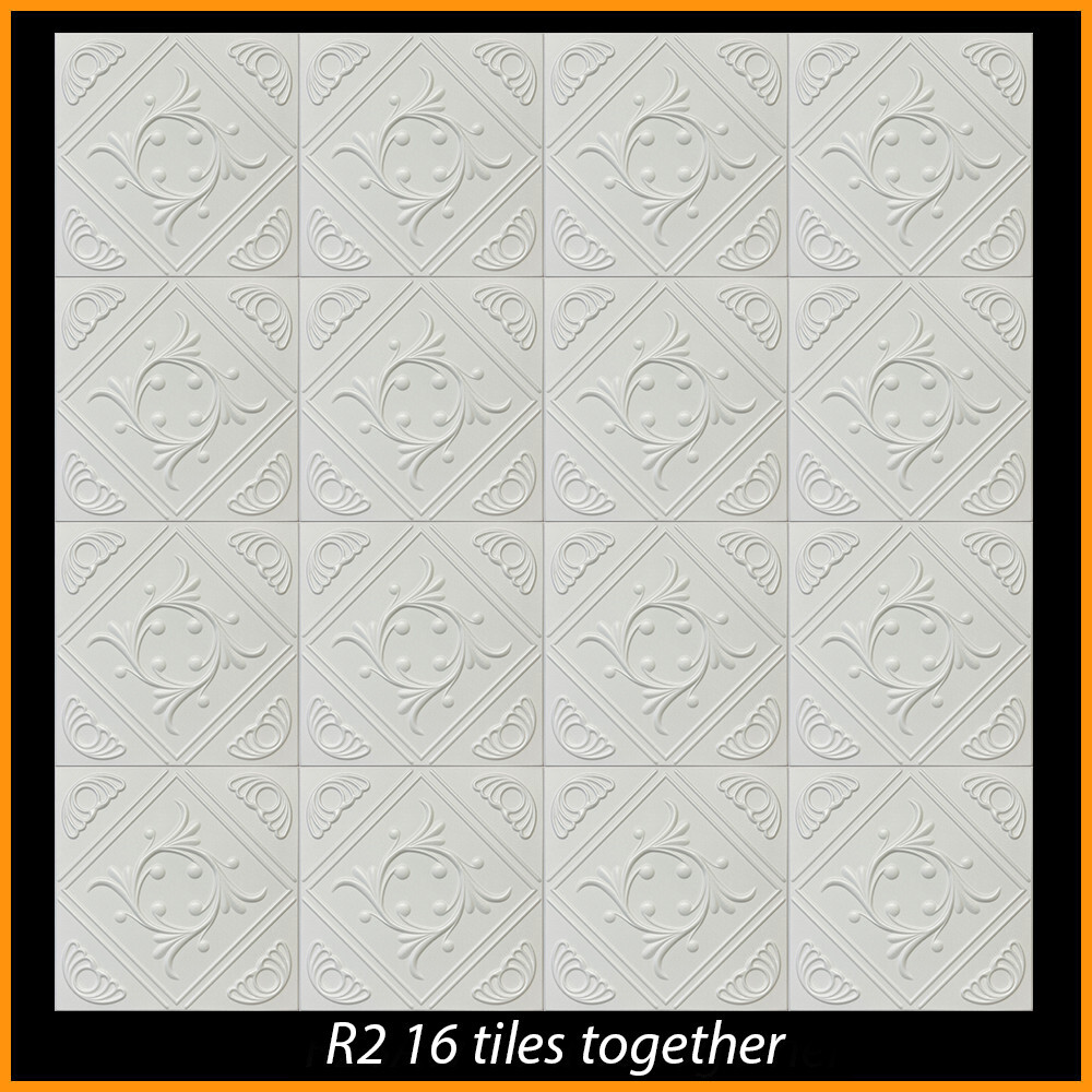 DIY Ceiling Tiles, Glue Up, Foam, 20x20, R2 White Pack of 8 (21 s/f) gallery