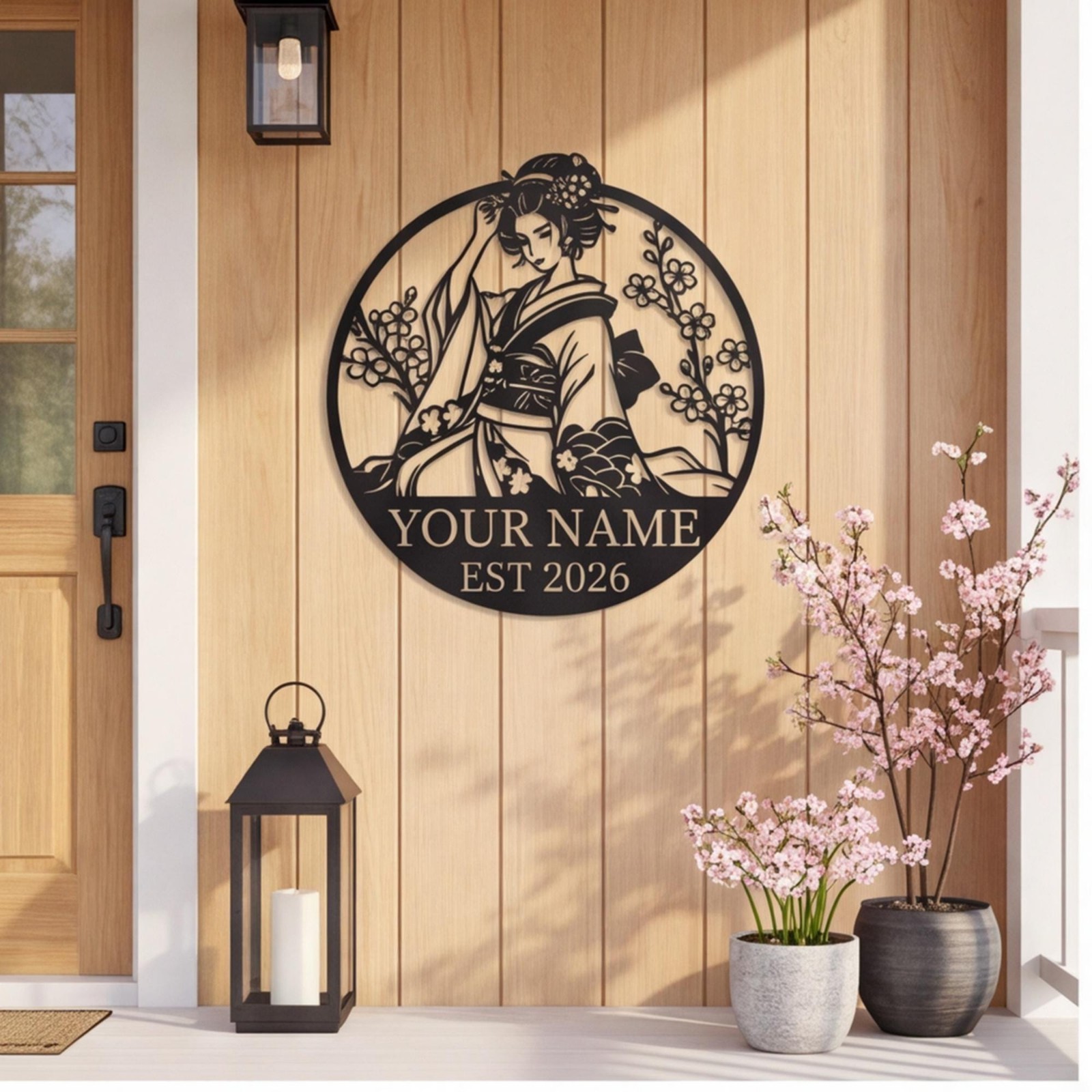 Custom Geisha Metal Wall Art Personalized Japanese Name Sign Decor gallery