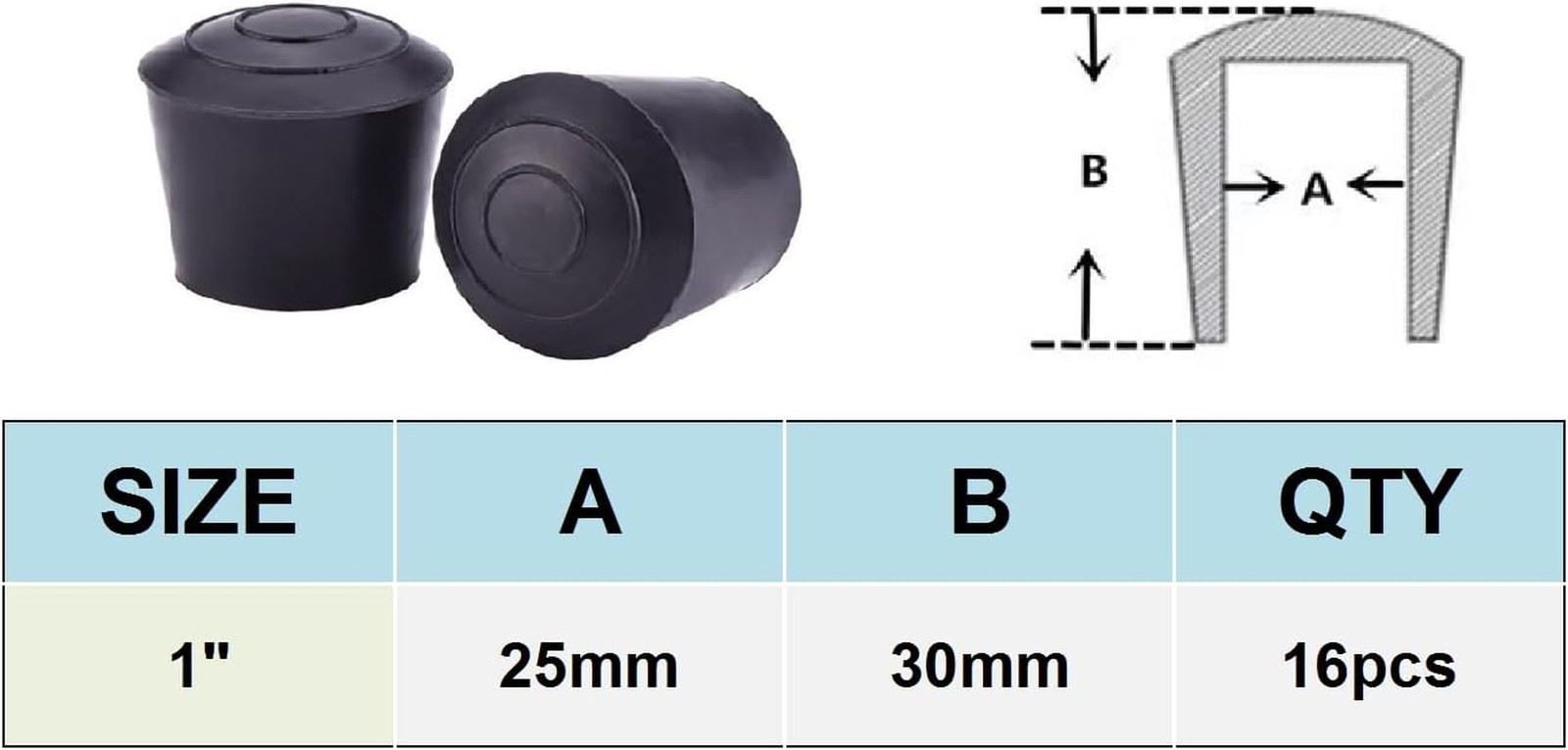 1 Inch 16 Pack Rubber Leg Tips Caps Table Chair Floor Protector Feet Covers gallery