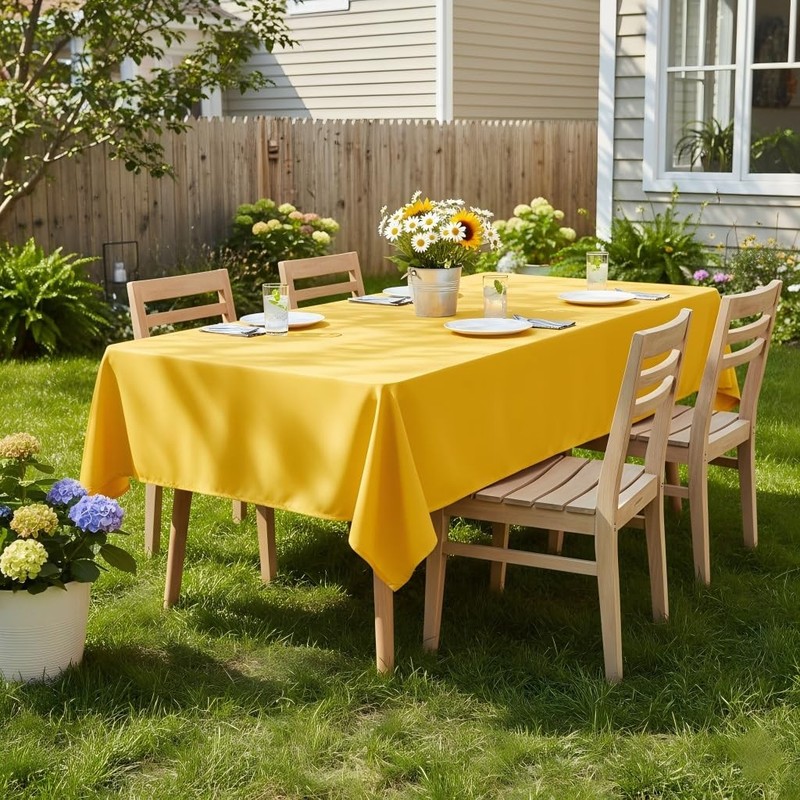 Rectangle Tablecloth - 60 x 84 Inch - Stain and Wrinkle Resistant Washable Po... gallery