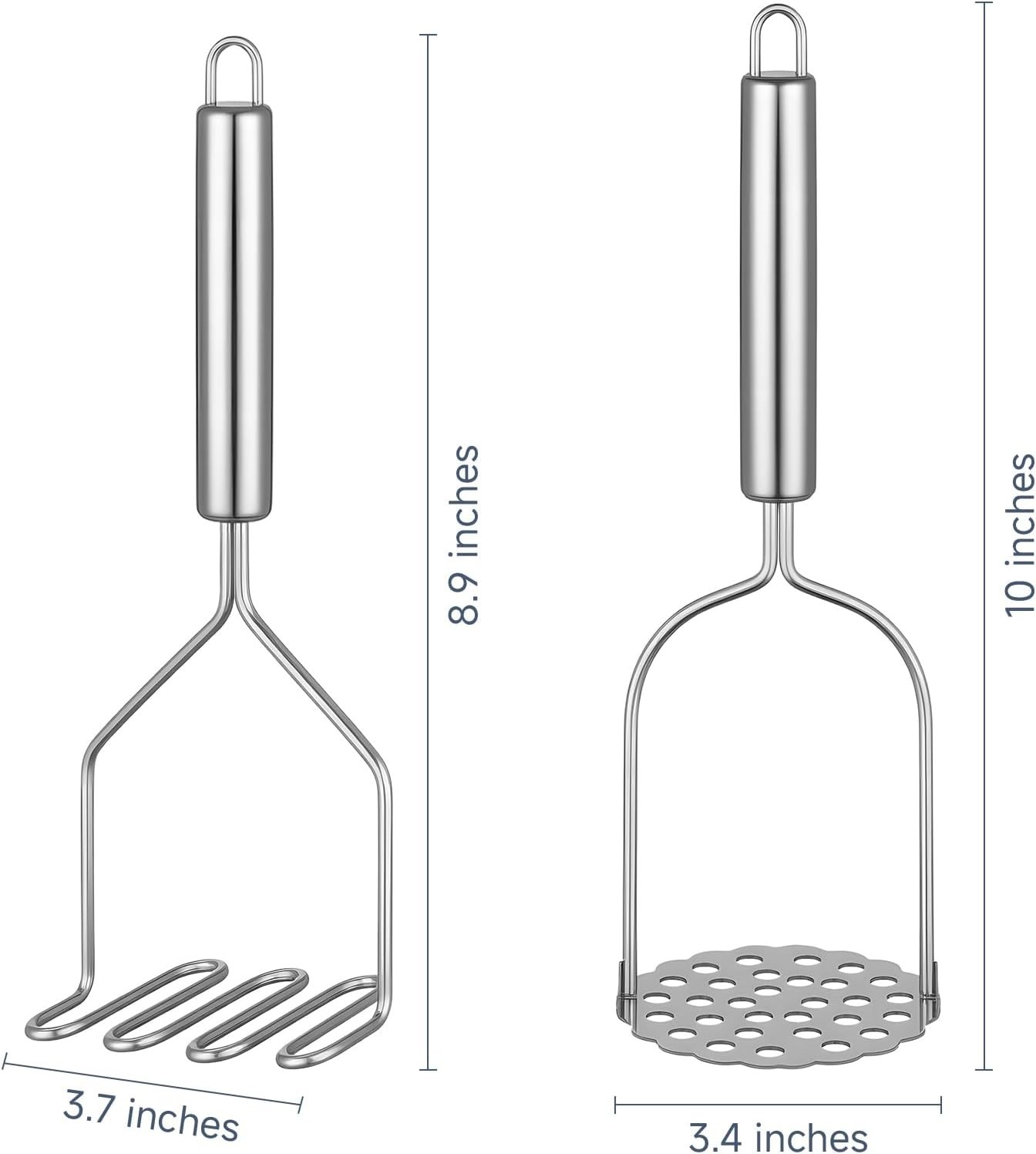 2PCS Stainless Steel Potato Masher – Kitchen Tool for Vegetables, Fruits & Meat gallery