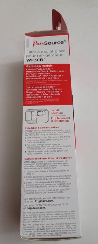 1 PACK Frigdaire WF3CB PureSource 3 Refrigerator Water Filter US gallery