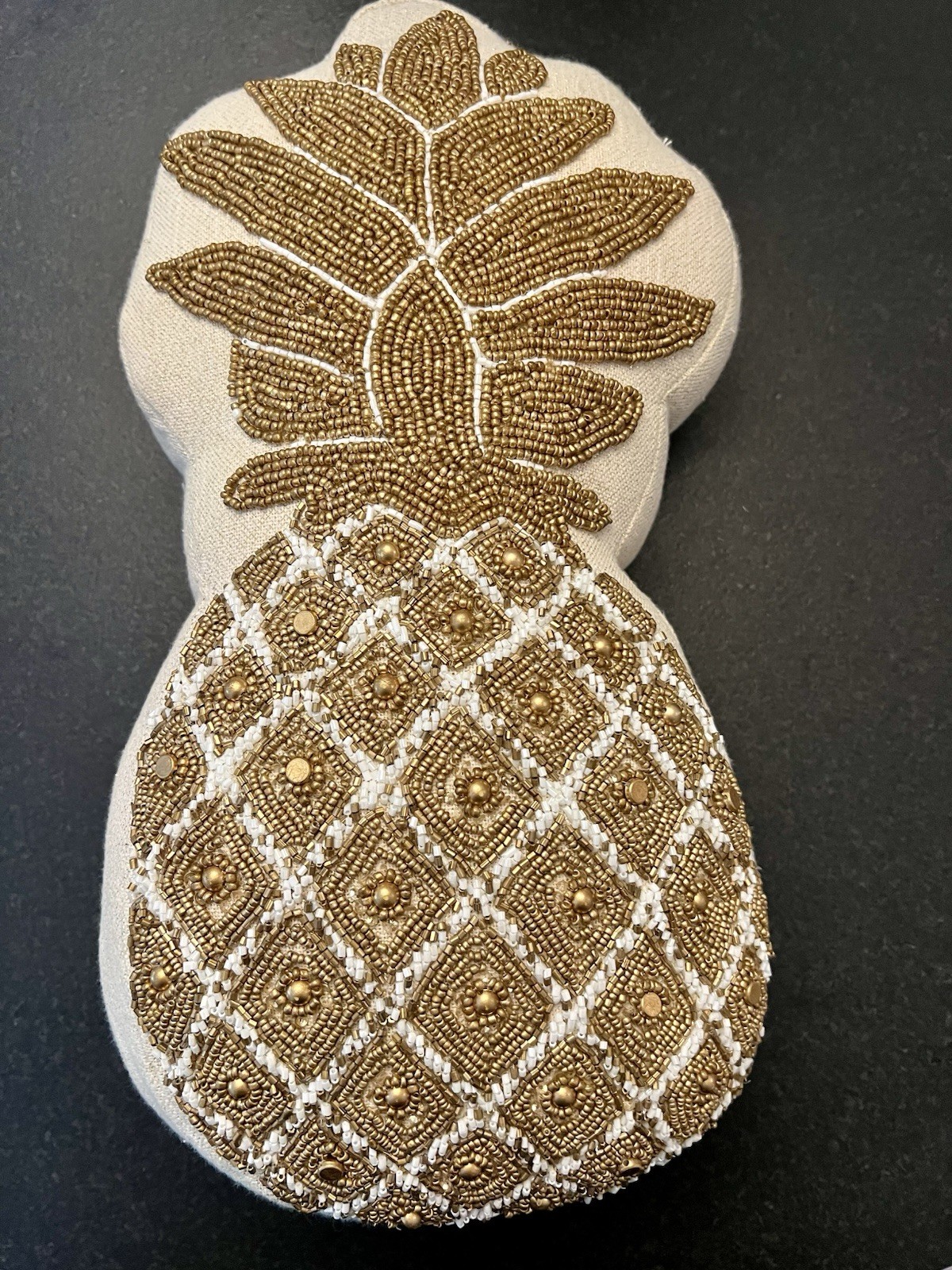Pineapple Shaped Decorative Pillow Hand Embroidered 15.5×8×4 Inch new gallery