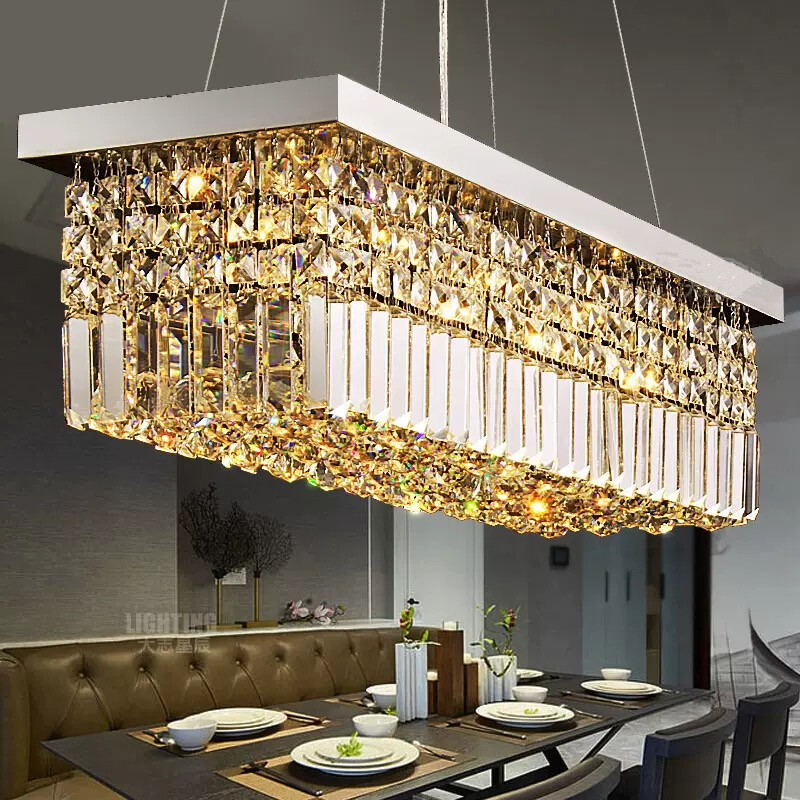 Crystal Chandelier Rain Drop Ceiling Light Rectangle Pendant Lamp 60cm/80cm gallery