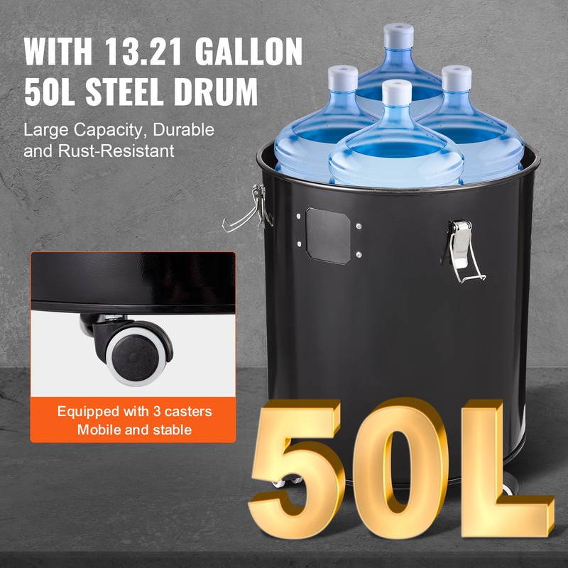 VEVOR 4 Inch Cyclone Separator Dust Collector with 13 Gallon 50L Drum Kit gallery