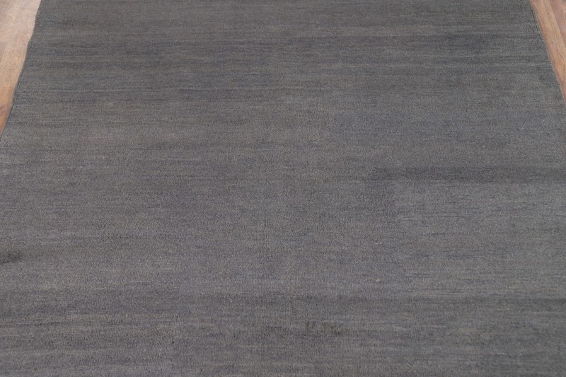 Premium Quality Gabbeh Solid Design Wool Foyer Rug - Greys & Charcoal 5x6 ft gallery