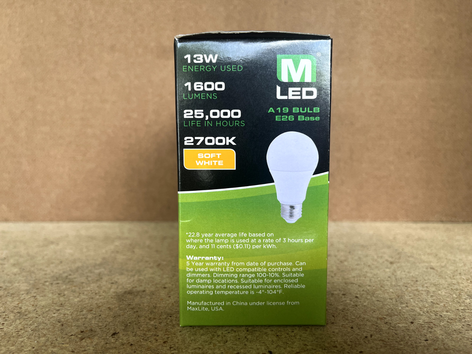 4-768 Pack Maxlite LED Light Bulbs 13W = 100W Watt A19 Soft White 2700K Dimmable gallery