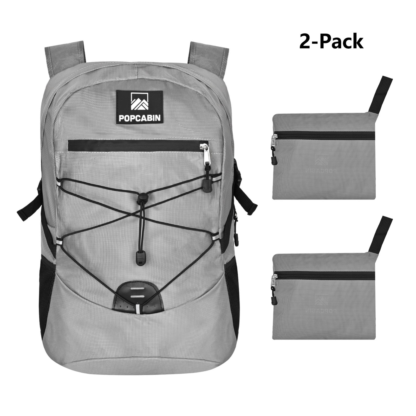 Lightweight Packable Backpack Foldable Waterproof Bag 35L Storage Gray 2-Pack