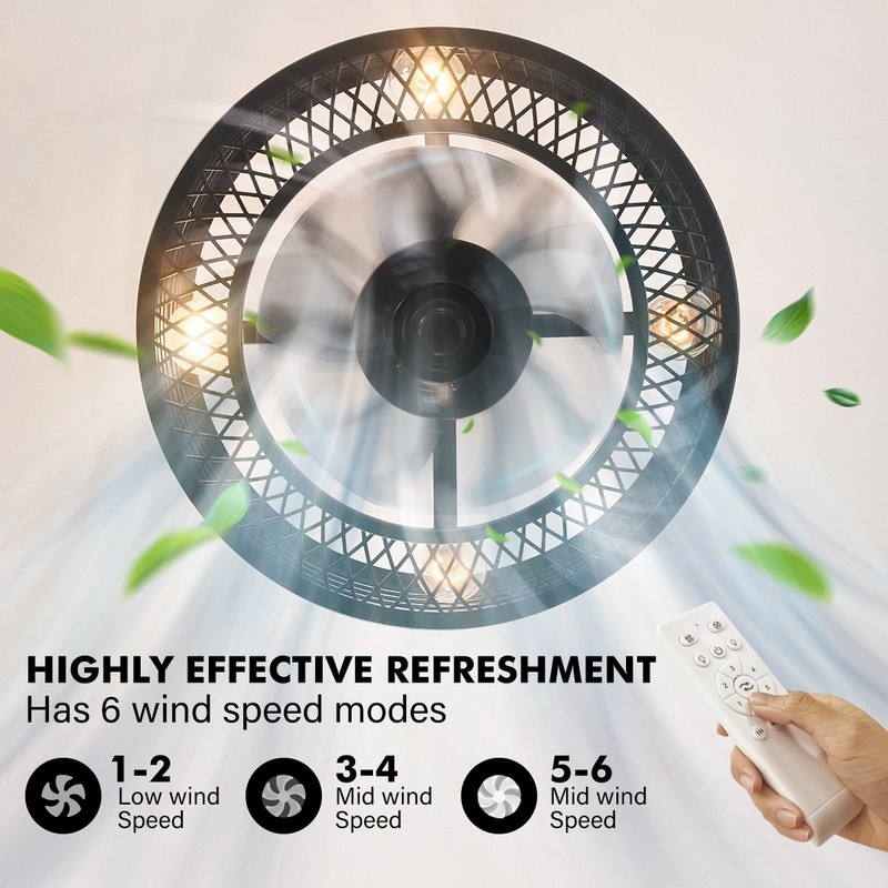 Modern 6-Speed Ceiling Fan Reverse Blades Chandelier 4-Light Pendant Lamp+Remote gallery