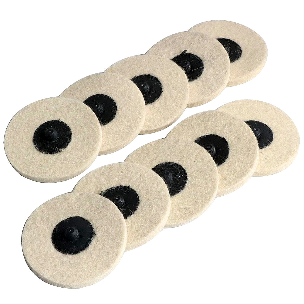 10PCS 3 inch Wool Buffing Polishing Pad Drill Die Grinder Roll Lock Sanding Disc gallery