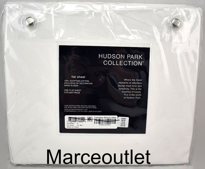 Hudson Park Classic Linens Egyptian Cotton Percale TWIN Flat Sheet White gallery