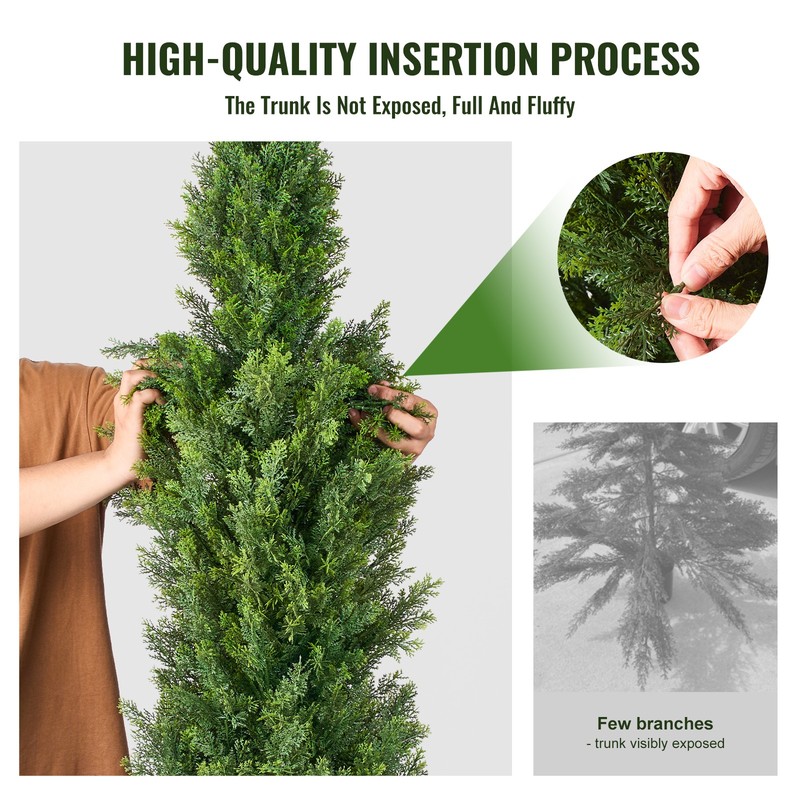 VEVOR 2 Pack 4ft Artificial Cedar Topiary Tree Plant UV Decor Indoor Outdoor gallery