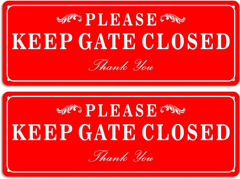 2 Pack Please Keep the Gate Closed Matal Sign - Brushed Aluminium Durable Ink - gallery