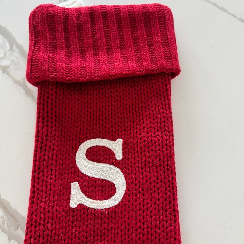 Target Wondershop Monogram Christmas Holiday Stocking Red Knit Letter S gallery