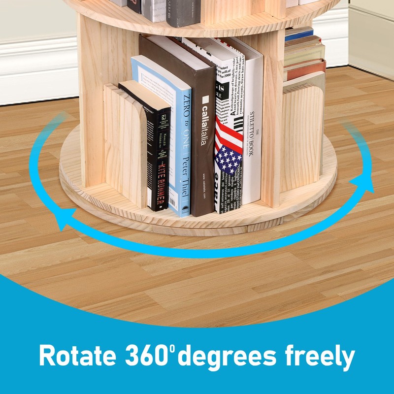 360° Revolving Bookcase Rotating Stackable Shelf Floor-Standing Storage Display gallery